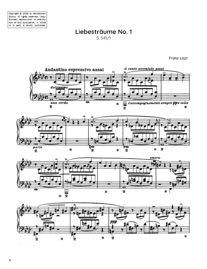 Liszt - Liebesträume No. 1 (PDF Digital Download)