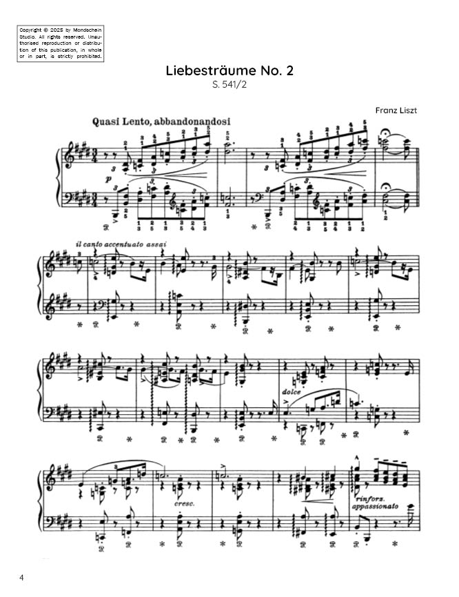 Liszt - Liebesträume No. 2 (PDF Digital Download)