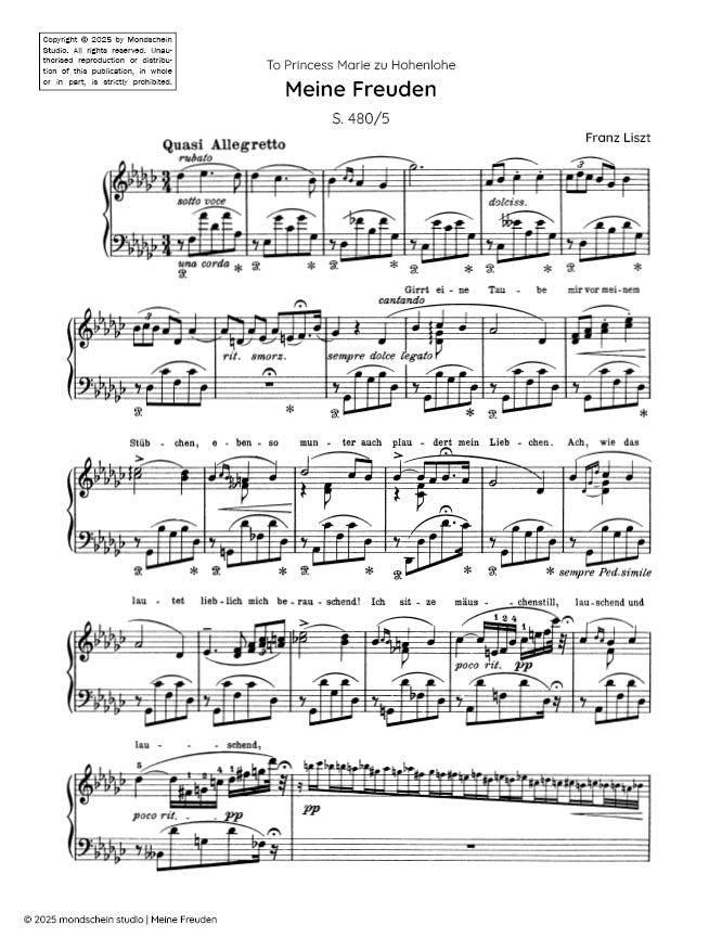 Liszt - Meine Freuden from 6 Polish Songs, S. 480 (PDF Sheet Music / Digital Download)