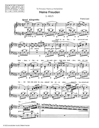 Liszt - Meine Freuden from 6 Polish Songs, S. 480 (PDF Sheet Music / Digital Download)