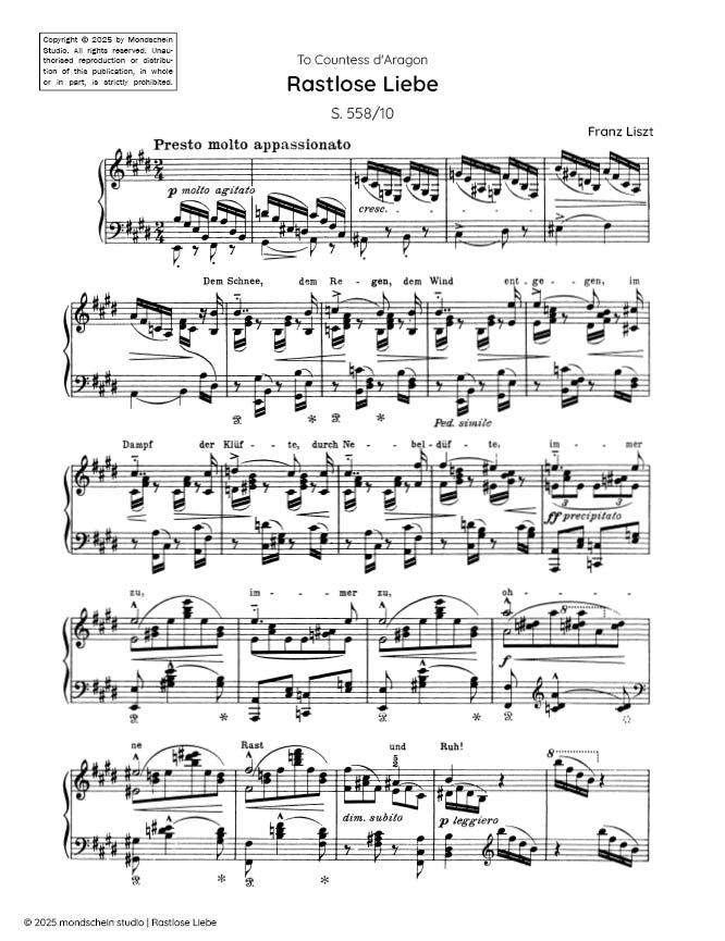 Liszt - Rastlose Liebe, S. 558/10 (PDF Sheet Music / Digital Download)