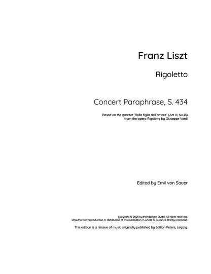 Liszt - Rigoletto Concert Paraphrase, S. 434 (PDF Sheet Music / Digital Download)