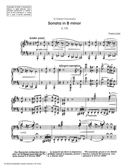 Liszt - Piano Sonata in B minor, S. 178 (PDF Sheet Music / Digital Download)