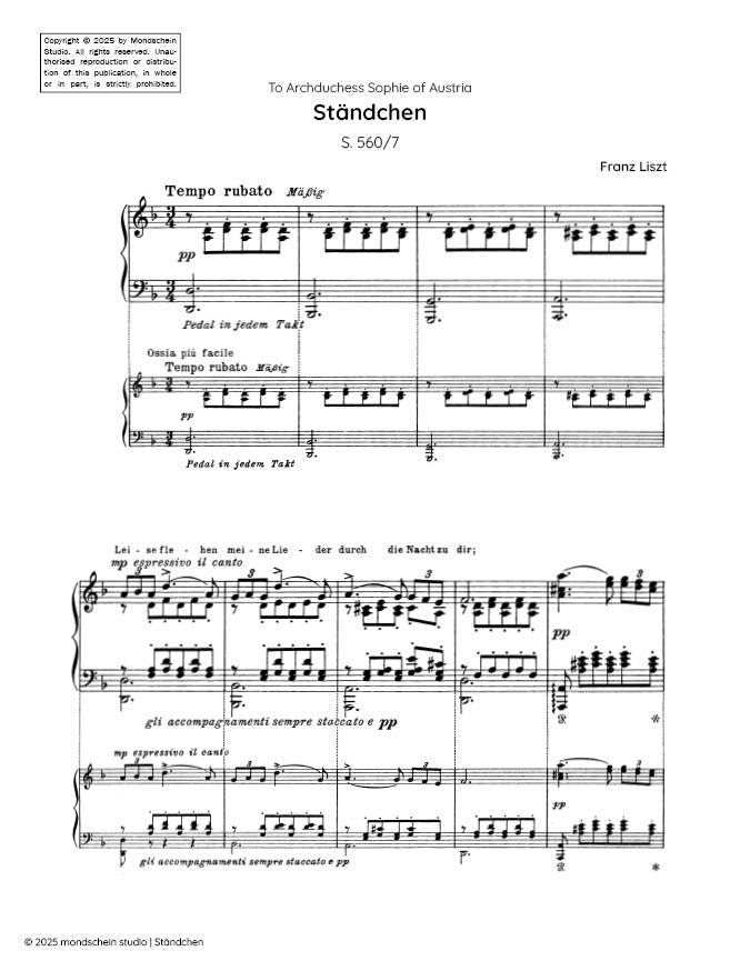 Liszt - Ständchen, S. 173/7 (PDF Sheet Music / Digital Download)