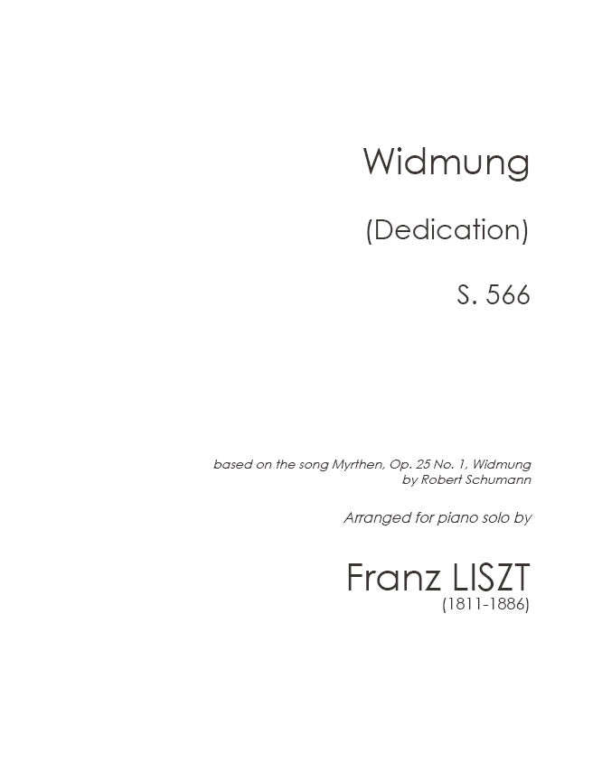 Liszt - Widmung (Dedication), S. 566