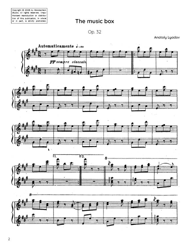 Lyadov - The Music Box, Op. 32 (PDF Sheet Music / Digital Download)