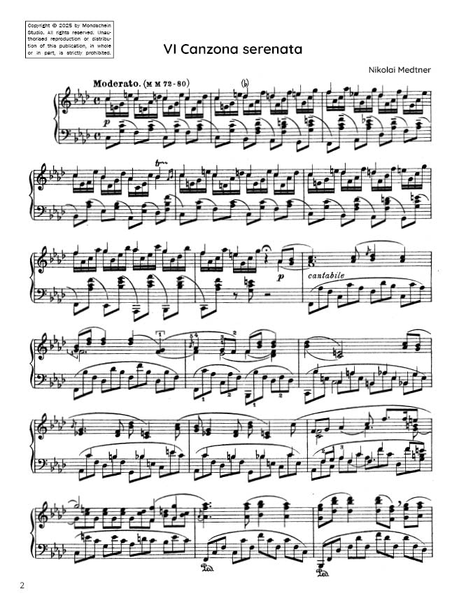 Medtner - Canzona serenata from Forgotten Melodies I, Op. 38 No. 6 (PDF Sheet Music / Digital Download)