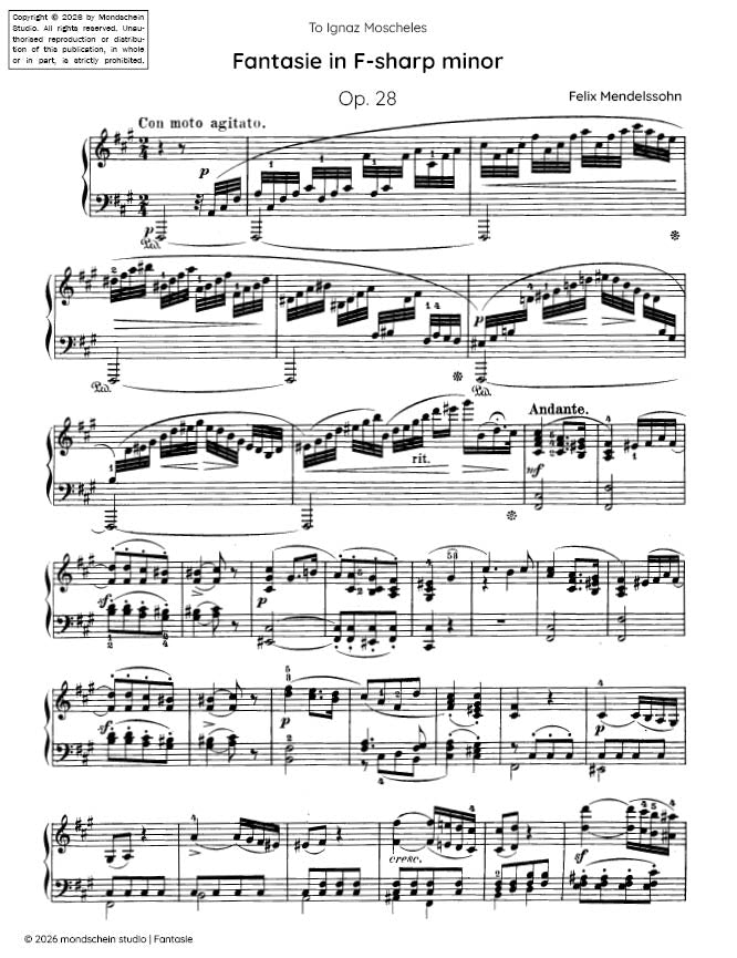 Mendelssohn - Fantasie, Op. 28 (PDF Sheet Music / Digital Download)