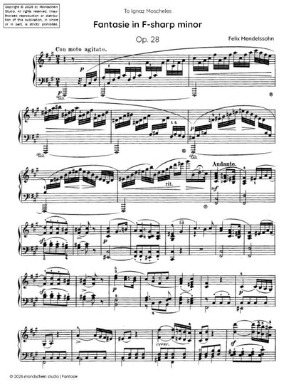 Mendelssohn - Fantasie, Op. 28 (PDF Sheet Music / Digital Download)