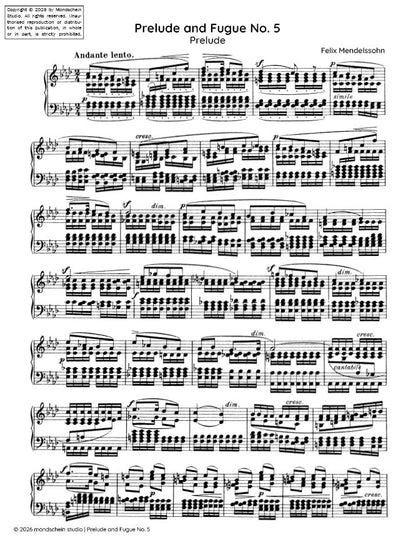 Mendelssohn - Prelude and Fugue in F minor, Op. 35 No. 5 (PDF Sheet Music / Digital Download)