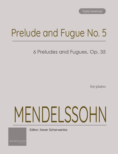 Mendelssohn - Prelude and Fugue in F minor, Op. 35 No. 5 (PDF Sheet Music / Digital Download)
