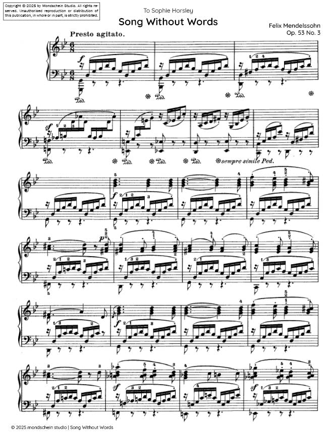Mendelssohn - Song Without Words (Lieder ohne Worte), Op. 53 No. 3 (PDF Sheet Music / Digital Download)
