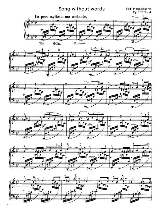 Mendelssohn - Song Without Words, Op. 102 No. 4 (PDF Sheet Music / Digital Download)