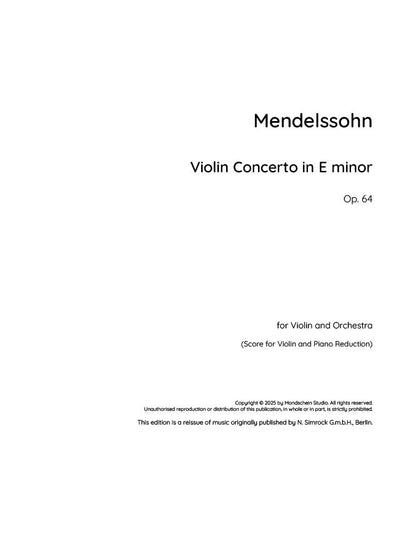 Mendelssohn - Violin Concerto in E minor, Op. 64 (PDF Sheet Music / Digital Download)