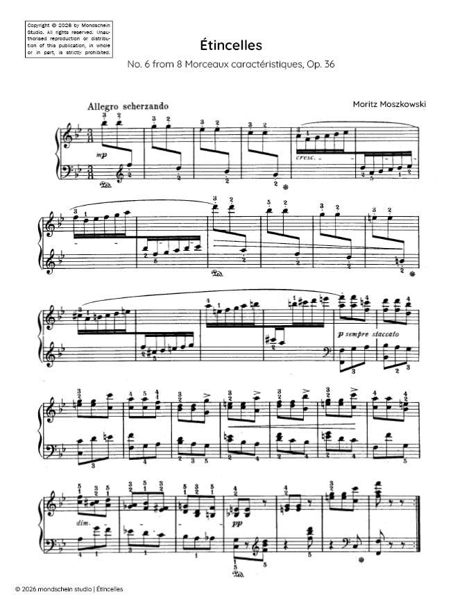 Moszkowski - Étincelles, Op. 36 No. 6 (PDF Sheet Music / Digital Download)