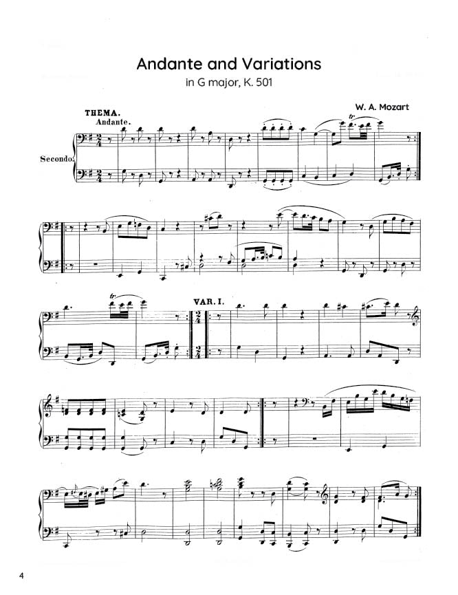 Mozart - Andante and Variations, K. 501 (PDF Sheet Music / Digital Download)