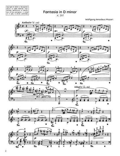 Mozart - Fantasia in D minor, K397 (PDF Sheet Music / Digital Download)
