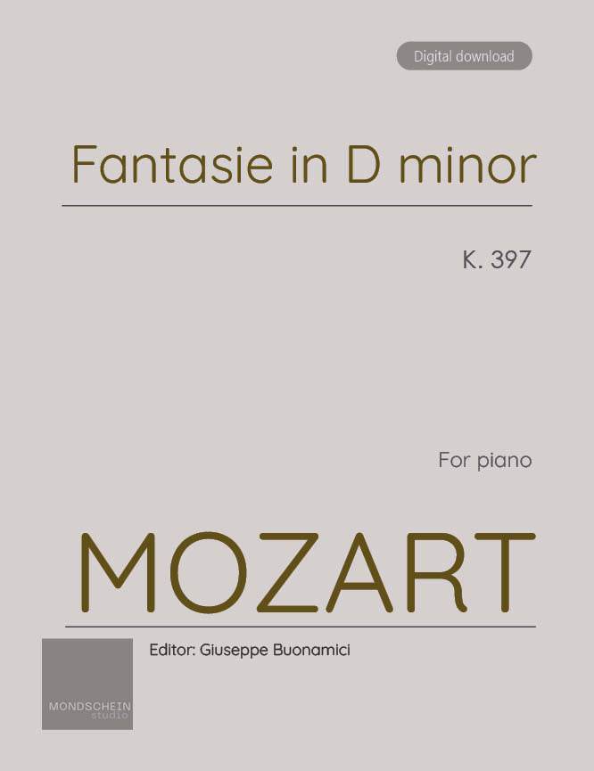 Mozart - Fantasia in D minor, K397 (PDF Sheet Music / Digital Download)