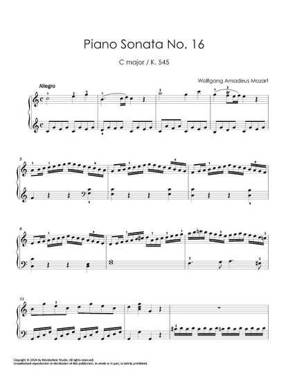 Mozart - Piano Sonata No. 16 in C major, K. 545 (PDF Digital Download / Printed Sheet Music)