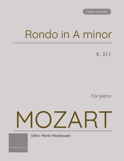 Mozart - Rondo in A minor, K511 (PDF Sheet Music / Digital Download)
