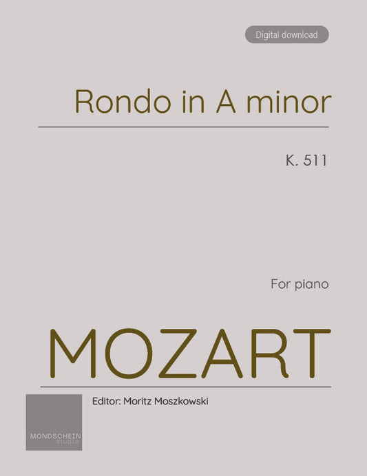 Mozart - Rondo in A minor, K511 (PDF Sheet Music / Digital Download)