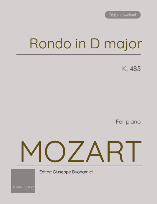 Mozart - Rondo in D major, K485 (PDF Sheet Music / Digital Download)