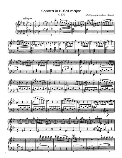 Mozart - Piano Sonata No. 17 in B-flat major, K570 (PDF Sheet Music / Digital Download)