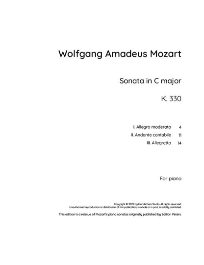 Mozart - Piano Sonata in C major, K330 (PDF Sheet Music / Digital Download)