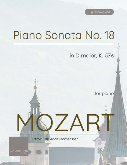 Mozart - Piano Sonata No. 18 in D major, K576 (PDF Sheet Music / Digital Download)