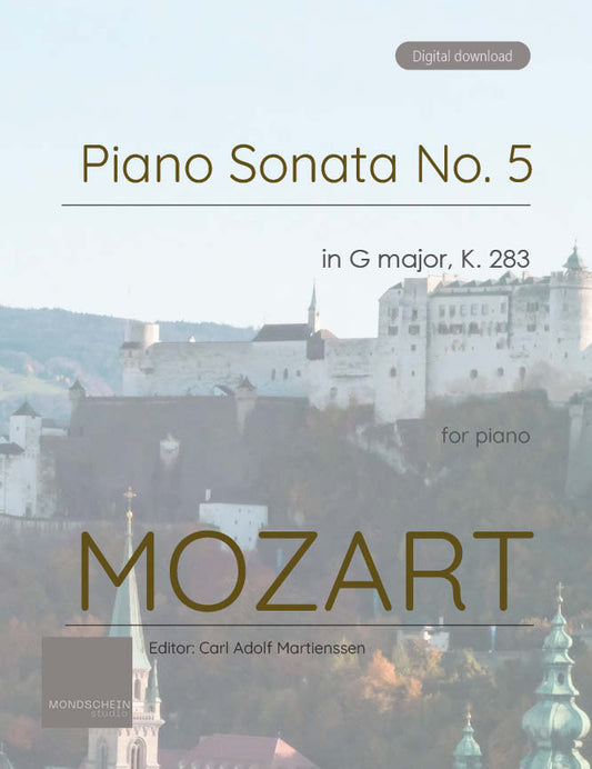 Mozart - Piano Sonata No. 5 in G major, K283 (PDF Sheet Music / Digital Download)