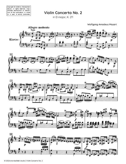 Mozart - Violin Concerto No. 2 in D major, K. 211 (PDF Sheet Music / Digital Download)