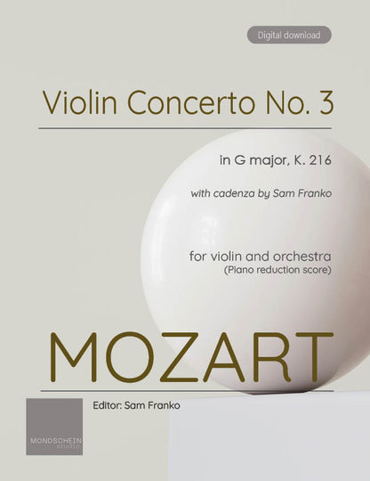 Mozart - Violin Concerto No. 3 in G major, K. 216 (PDF Sheet Music / Digital Download)