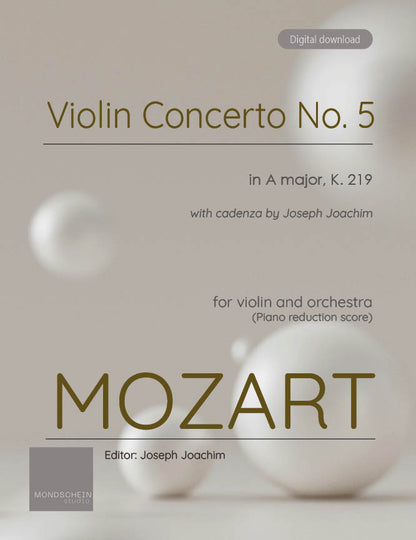 Mozart - Violin Concerto No. 5 in A major, K. 219 (PDF Sheet Music / Digital Download)