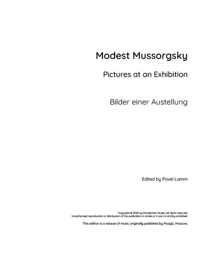 Mussorgsky - Pictures at an Exhibition (PDF Sheet Music / Digital Download)