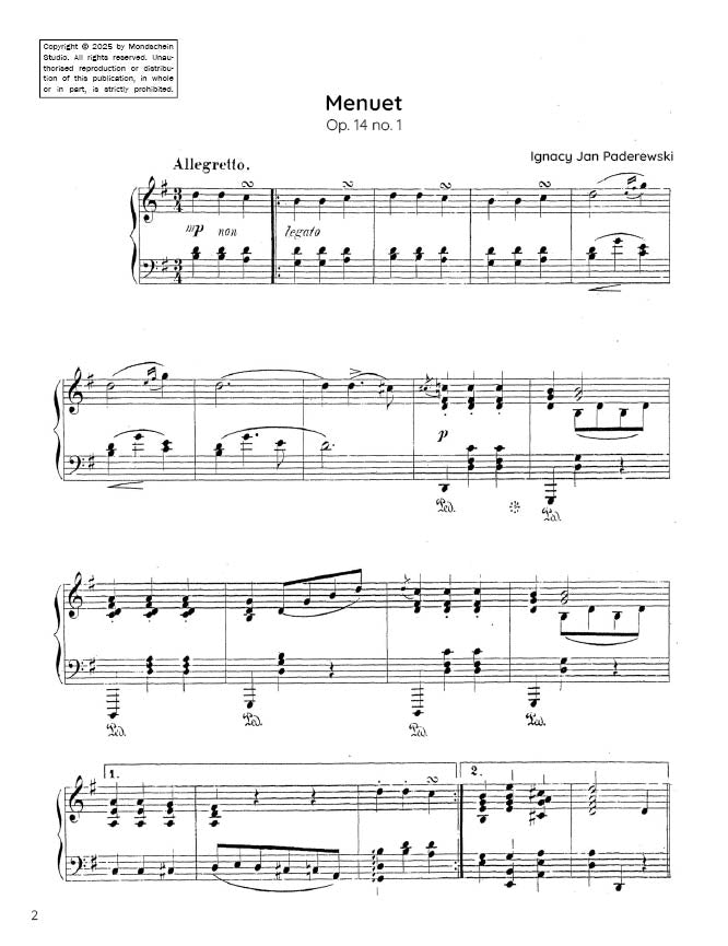 Paderewski - Menuet, Op. 14 No. 1 (PDF Sheet Music / Digital Download)