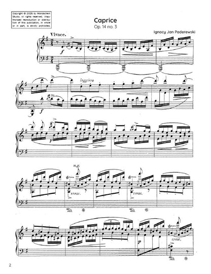 Paderewski - Caprice, Op. 14 No. 3 (PDF Sheet Music / Digital Download)
