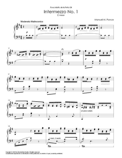Ponce - Intermezzo No. 1 in E minor (PDF Digital Download | Printed Sheet Music)