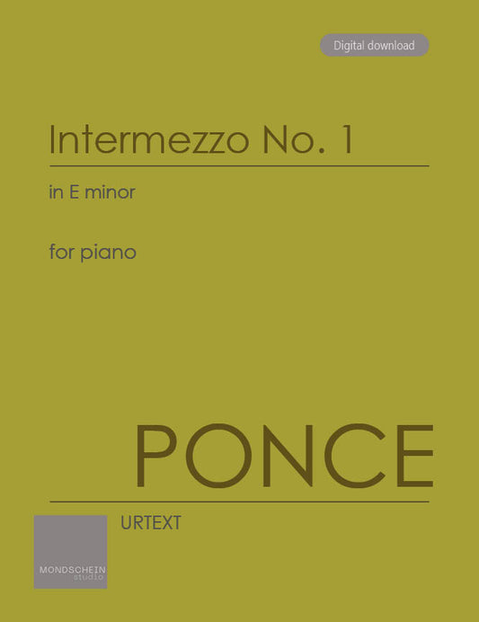 Ponce - Intermezzo No. 1 in E minor (PDF Digital Download | Printed Sheet Music)