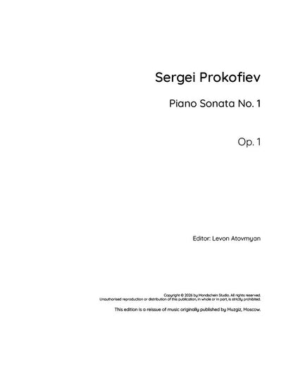Prokofiev - Piano Sonata No. 1, Op. 1 (PDF Sheet Music / Digital Download)