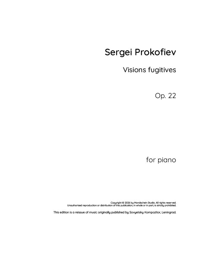 Prokofiev - Visions fugitives, Op. 22 (PDF Sheet Music / Digital Download)