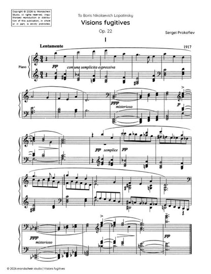 Prokofiev - Visions fugitives, Op. 22 (PDF Sheet Music / Digital Download)