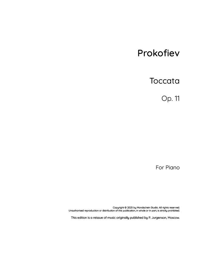 Prokofiev - Toccata, Op. 11 (PDF Sheet Music / Digital Download)
