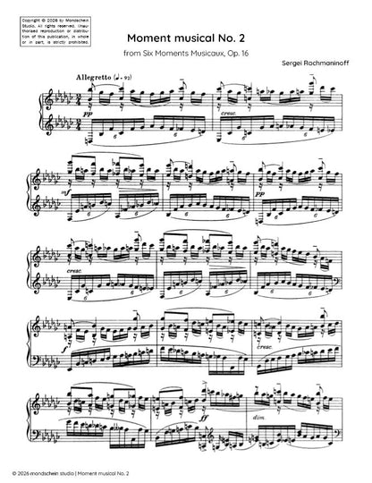 Rachmaninoff - Moment musical No. 2 from Six Moments Musicaux, Op. 16 (PDF Sheet Music / Digital Download)