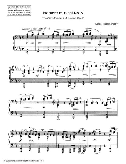 Rachmaninoff - Moment musical No. 3 from Six Moments Musicaux, Op. 16 (PDF Sheet Music / Digital Download)