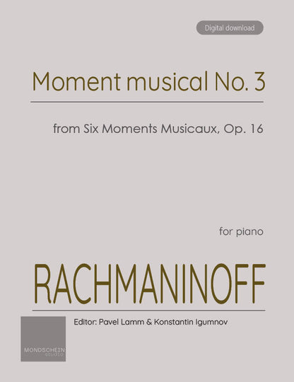 Rachmaninoff - Moment musical No. 3 from Six Moments Musicaux, Op. 16 (PDF Sheet Music / Digital Download)