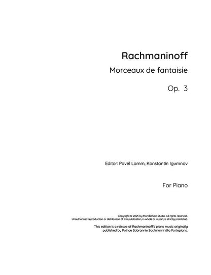 Rachmaninoff - Morceaux de fantaisie, Op. 3 (PDF Sheet Music / Digital Download)