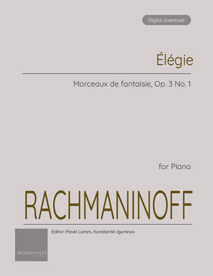 Rachmaninoff - Elegie, Op. 3 No. 1 (PDF Sheet Music / Digital Download)
