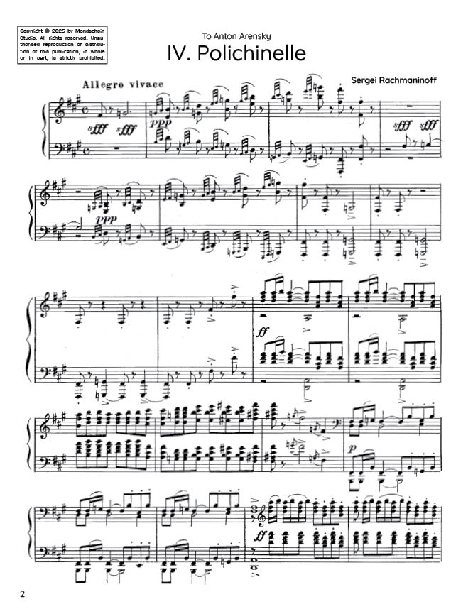 Rachmaninoff - Polichinelle, Op. 3 No. 4 (PDF Sheet Music / Digital Download)
