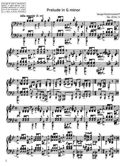 Rachmaninoff - Prelude Op. 23 No. 5 (PDF Sheet Music / Digital Download)