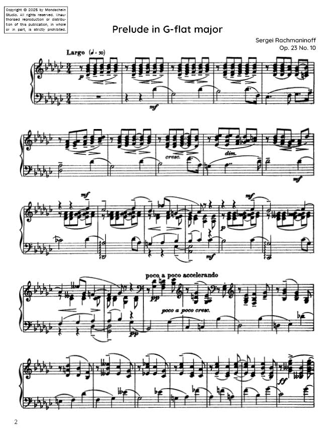 Rachmaninoff - Prelude Op. 23 No. 10 (PDF Sheet Music / Digital Download)